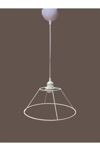 Huni Avize Teli , İskeleti (Kısa Boy 30x13 Cm) Beyaz Statik Boyalı (Duy Takımı Dahil) - 2