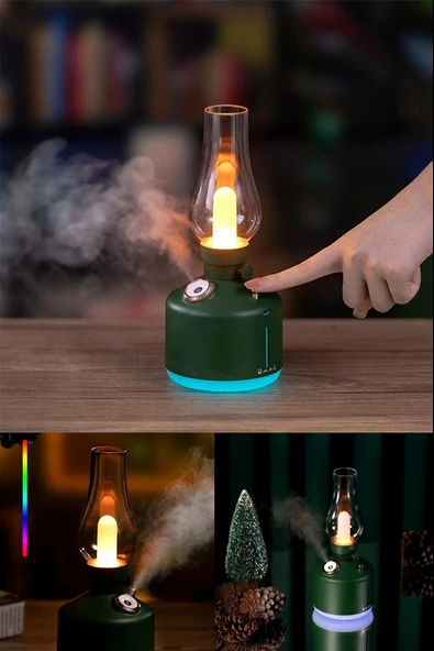 Hava Nemlendirici Buhar Makinası Led Işıklı Aroma Difüzörü Vintage Lamba Model 280ml - 10