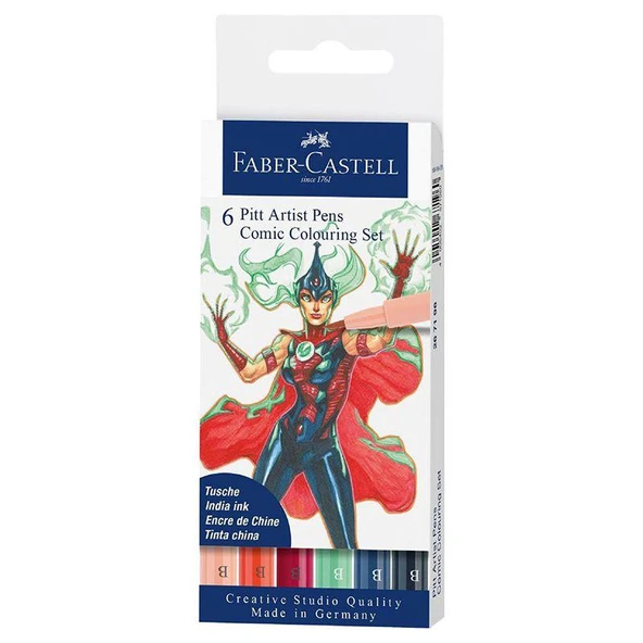 Faber Castell 6 Pitt Artist Pen Manga Superhero Set 267196 ürün görseli