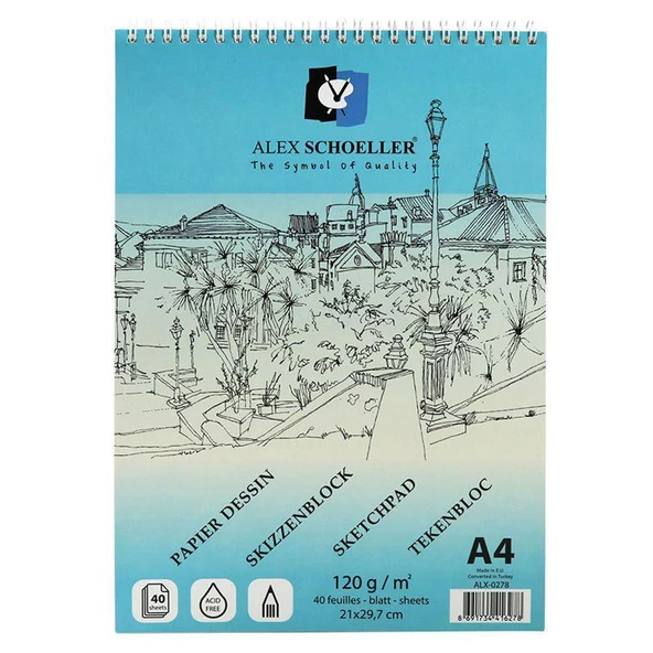 Alex Schoeller Üsten Spiralli 120g 40 Yaprak Blok A4 ürün görseli