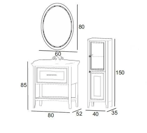 Denko Öykü 80 cm (Beyaz) Banyo Dolabı Takımı ve Boy Dolabı - Resim 3