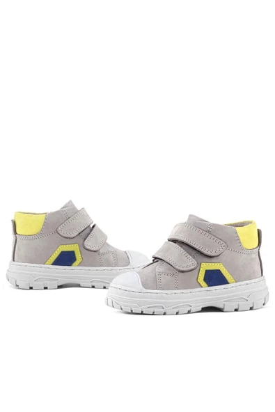 Rakerplus Tails Hakiki Deri Gri Sarı Cırtlı Çocuk Spor Bot - Resim 8