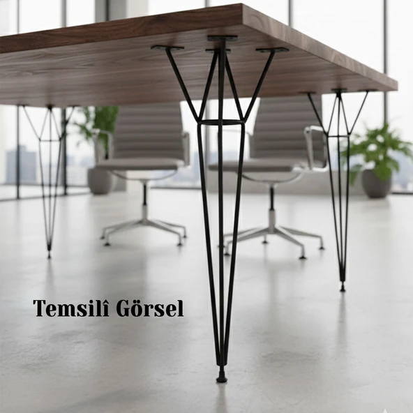 Rüzgar 4 Adet 71 cm Siyah Metal Masa ve Sehpa Ayağı Dayanıklı Mobilya Destek Yükseltici Ayak Modern - Resim 2