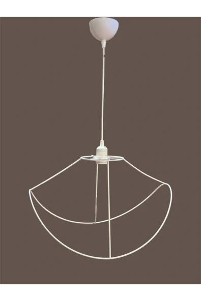 Yaprak Avize Teli , İskeleti (Büyük Boy 50x32 Cm) Beyaz Statik Boyalı (Duy Takımı Dahil) - Resim 2