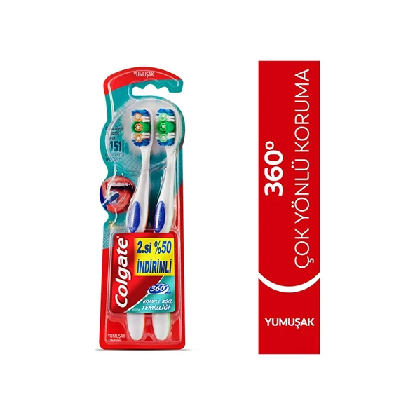 Colgate Diş Fırçası 360 Komple Ağız Temizliği Yumuşak 1+1 ürün görseli