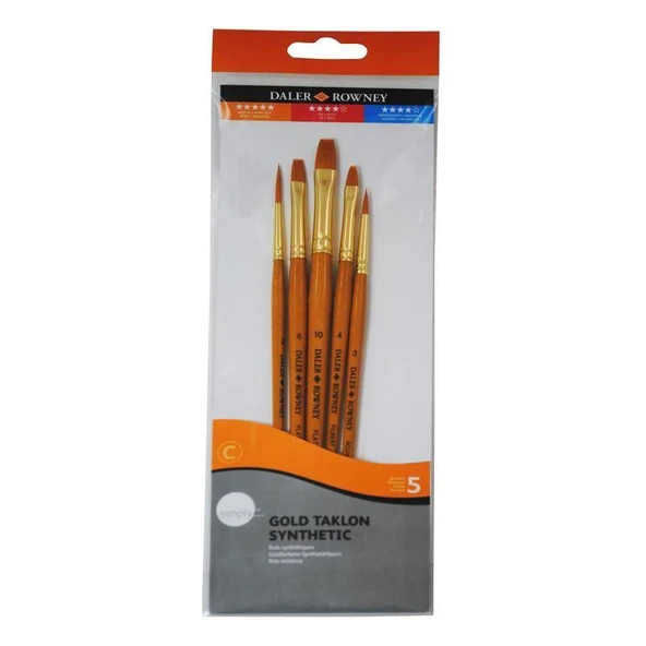 Daler Rowney Simply Gold Taklon Synthetic 5li Fırça Seti Kod:501 ürün görseli