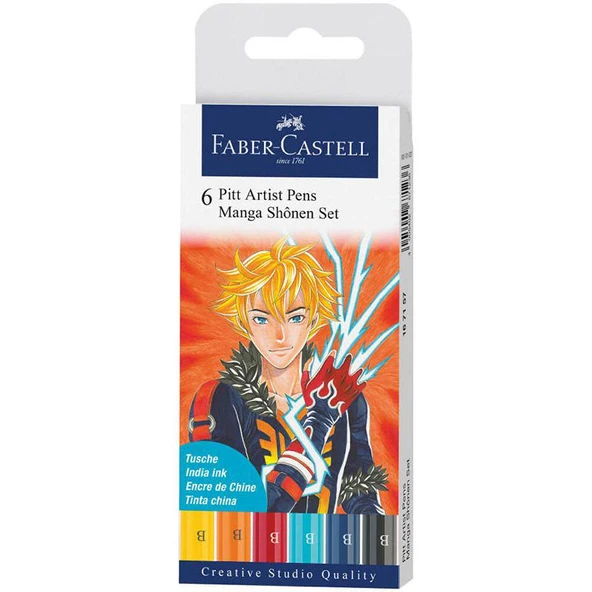 Faber Castell 6 Pitt Artist Pen Manga Shonen Set 167157 ürün görseli