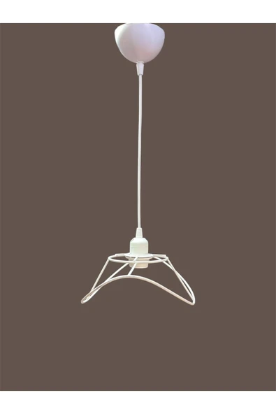 Yaprak Avize Teli , İskeleti (Küçük Boy 34x23 Cm) Beyaz Statik Boyalı (Duy Takımı Dahil) - Resim 3