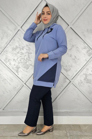 KADIN KOMBİNLİ KAPÜŞONLU TESETTÜR TUNİK - Resim 4