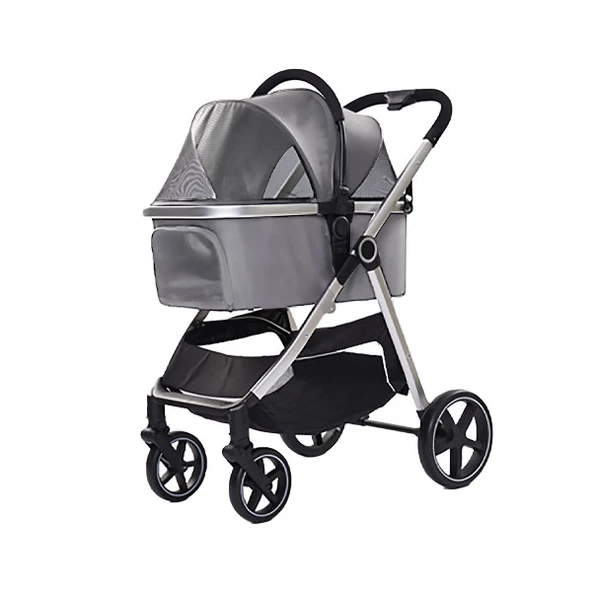 EuroDog Katlanabilir Köpek Arabası Gri 78x58x106 cm ürün görseli