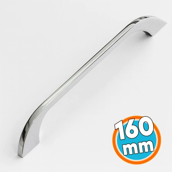 Mobilya Mutfak Dolabı Çekmece Dolap Kulpları Kapak Kulpu Kulbu Krom Renk 160 mm Metal Kulp ürün görseli