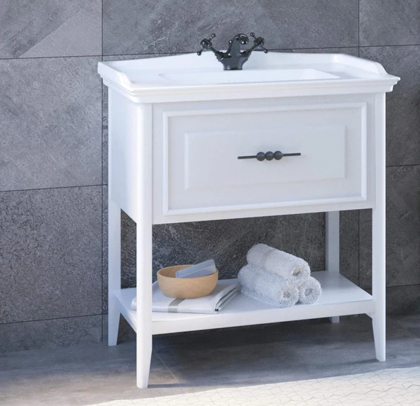 Denko Öykü 80 cm (Beyaz) Banyo Dolabı (Alt Modül Lavabo) ürün görseli
