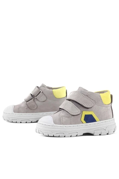 Rakerplus Tails Hakiki Deri Gri Sarı Cırtlı Çocuk Spor Bot - Resim 6