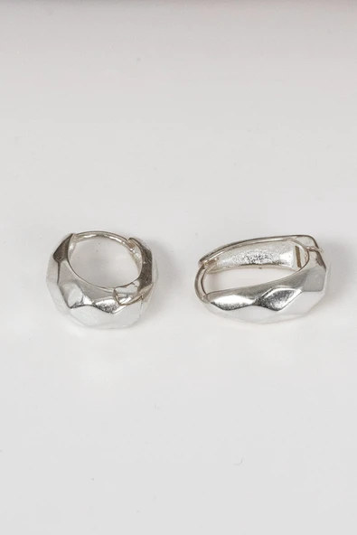 925 ayar Gümüş altın yaldızlı desenli italyan modeli U halka küpe SGTL13071RODAJ - Resim 4