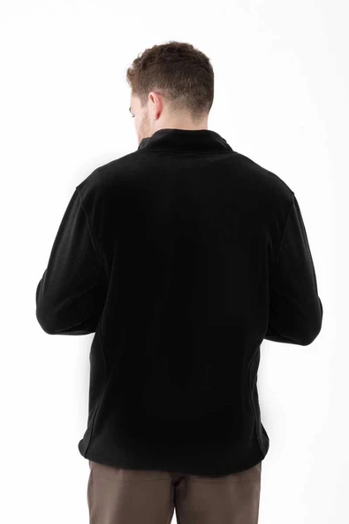2AS Saka Tam Fermuarlı Erkek Polar Sweatshirt Siyah - 3