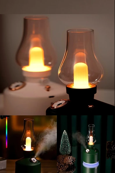 Hava Nemlendirici Buhar Makinası Led Işıklı Aroma Difüzörü Vintage Lamba Model 280ml - 7