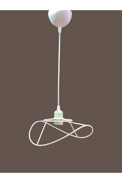 Yaprak Avize Teli , İskeleti (Küçük Boy 34x23 Cm) Beyaz Statik Boyalı (Duy Takımı Dahil) - Resim 2