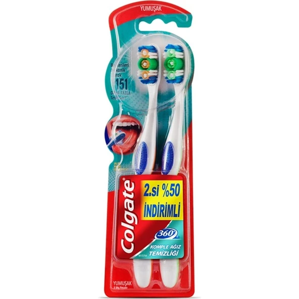 Colgate 360 Komple Ağız Temizliği Yumuşak Diş Fırçası 1+1 ürün görseli