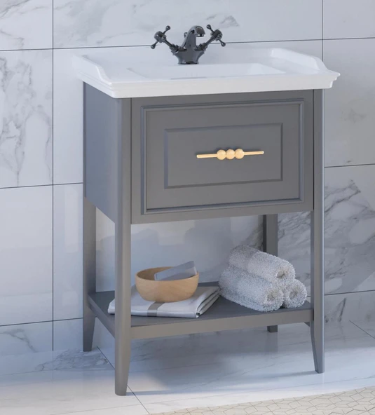 Denko Öykü 65 cm (Antrasit) Banyo Dolabı (Alt Modül Lavabo) ürün görseli