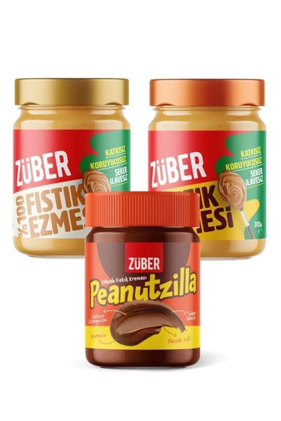 Züber Peanutzilla x1+ Original Fıstık Ezmesi x1 + %100 Fıstık Ezmesi x1 ürün görseli