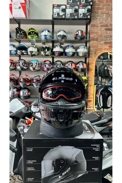 LS2 STREAM 2 PARLAK SIYAH KASK - Resim 4