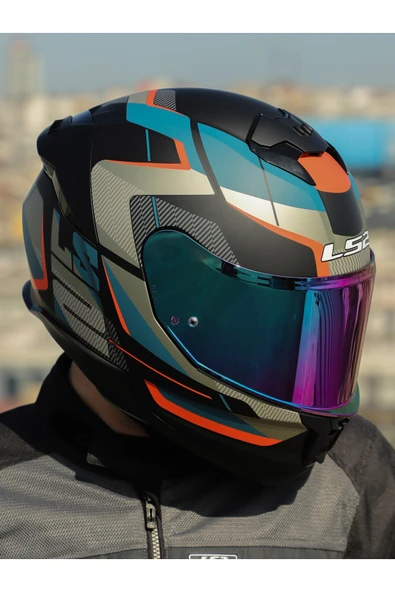 LS2 STREAM 2 ROAD MAT SIYAH-GRI-MAVI-KIRMIZI KASK - Resim 6