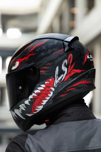 LS2 RAPID 2 KAIJU MAT SIYAH-KIRMIZI-BEYAZ KASK - 4