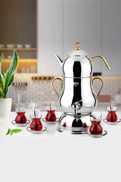 LİNES ŞAHMERAN ELEKTRİKLİ SEMAVER ALTIN KULP ürün görseli