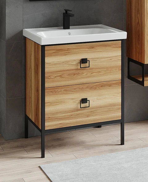 Denko Dila 65 cm (Hazar) Banyo Dolabı Takımı ve Boy Dolabı - Resim 2