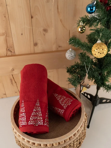 Pamuklu 2'li 45x70 cm Lüks & Modern Nakışlı Hediyelik Havlu Seti Baveno - Resim 4