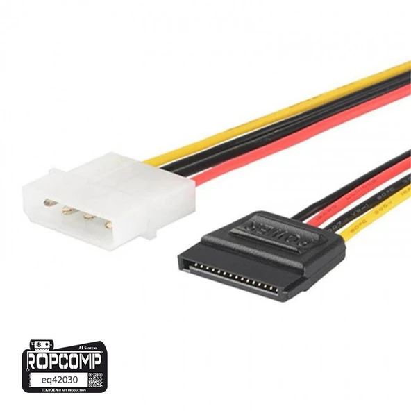 Ropcomp 4-Pin Molex Erkek - 15-Pin SATA Güç Dönüştürücü Kablo (20 cm) - Resim 5