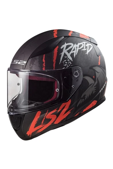 LS2 RAPID RAVEN MAT SIYAH-BEYAZ-KIRMIZI KASK - 2