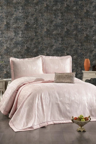 Larissa Şönil Çift Kişilik Yatak Örtüsü 260x260 cm Somon ürün görseli