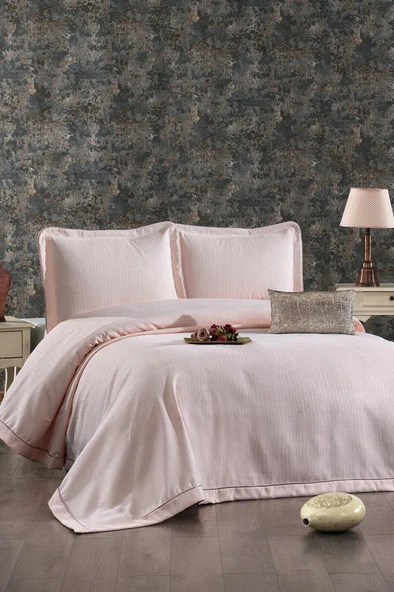 Evita Şönil Çift Kişilik Yatak Örtüsü 260x260 cm Somon ürün görseli