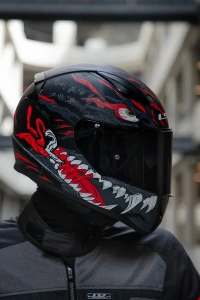 LS2 RAPID 2 KAIJU MAT SIYAH-KIRMIZI-BEYAZ KASK