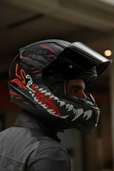 LS2 RAPID 2 KAIJU MAT SIYAH-KIRMIZI-BEYAZ KASK - 2