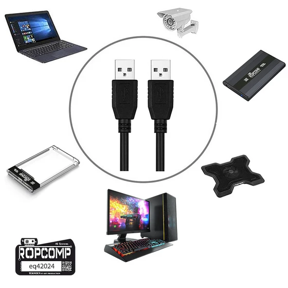 Ropcomp USB Uzatma Kablosu İki Ucu Erkek 100cm - Resim 2