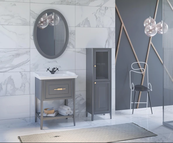 Denko Öykü 65 cm (Antrasit) Banyo Dolabı Takımı - Resim 2