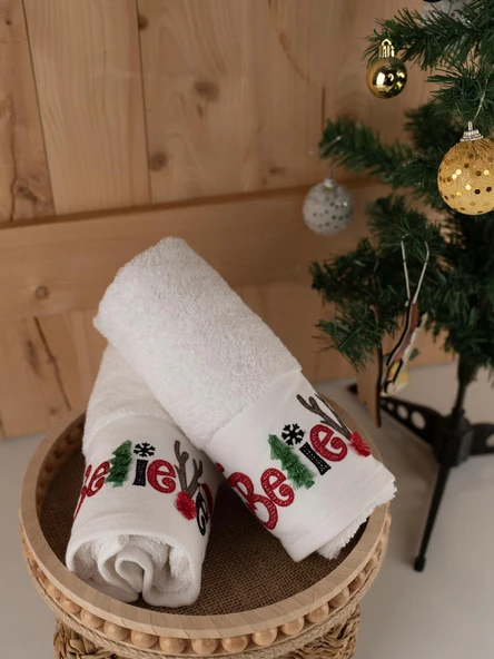 Pamuklu 2'li 45x70 cm Lüks & Modern Nakışlı Hediyelik Havlu Seti Baveno ürün görseli 1