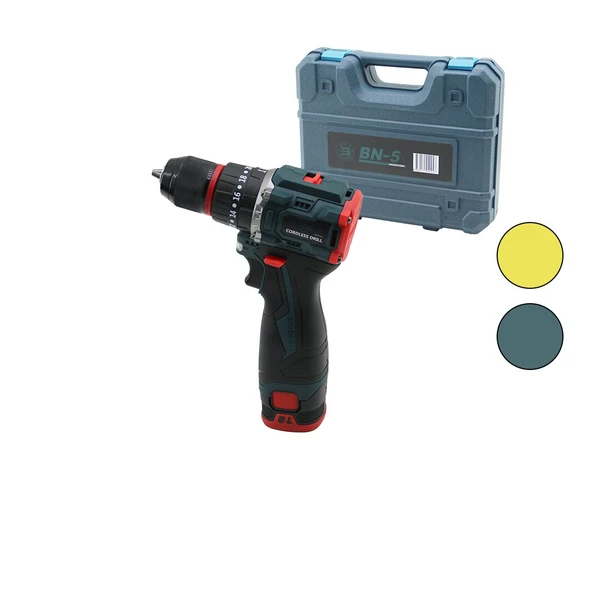 KÖMÜRSÜZ SARI VEYA  MAVİ RENK ŞARJLI DARBELİ MATKAP - UÇ SETİ 1550 RPM24V - 5.0 Ah2-BATARYA (5284) ürün görseli