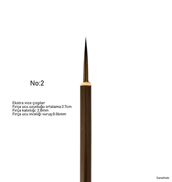 Tahrir Fırçası Kurt Kılı No:2-çini, seramik, tezhip, minyatür, brush, ekstra ince-1 Adet ürün görseli