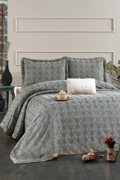 Podyum Şönil Çift Kişilik Yatak Örtüsü 260x260 cm Turkuaz ürün görseli