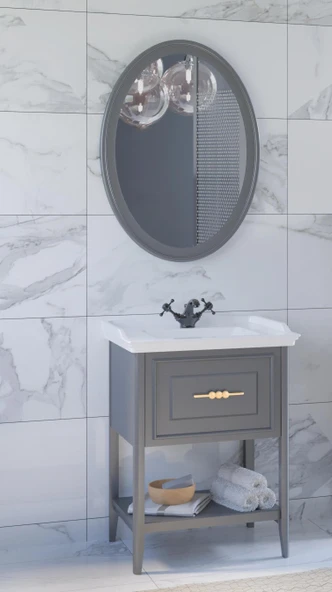 Denko Öykü 65 cm (Antrasit) Banyo Dolabı Takımı ürün görseli