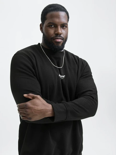 Jack Jones Soho Bisiklet Yaka Büyük Beden Erkek Sweat 12284682 - Resim 3