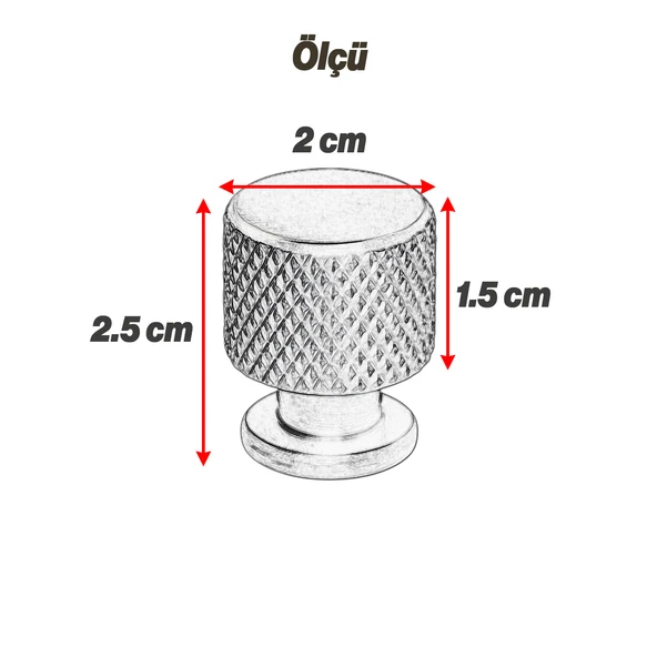 Nova Düğme Metal Füme Kulp Tek Vidalı Mobilya Çekmece Dolap Kapak Kolu Kulpu Kulpları Modern Tasarım - Resim 4