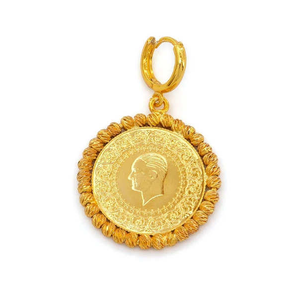 Altın Kaplama Dorikalı Yarım Altın Küpe UNK-824 - Resim 3