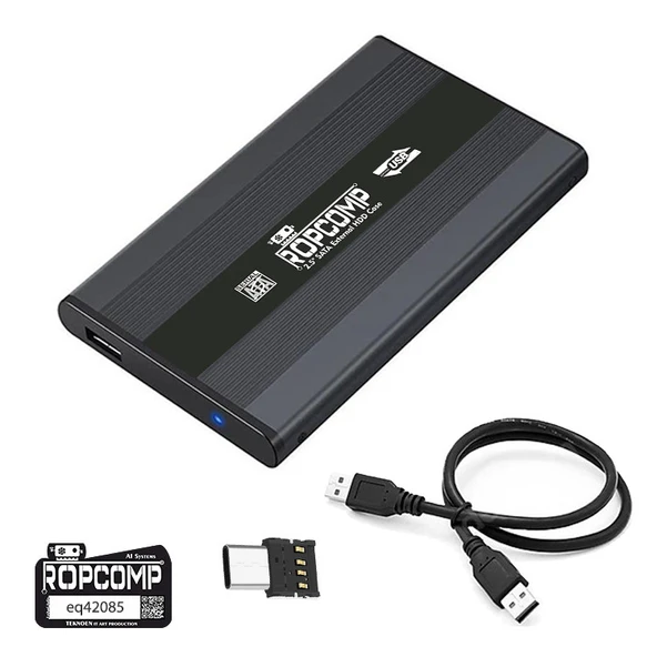 Ropcomp 2.5" USB 2.0 Sata Harici HDD Kutusu Type-C Dönüştürücülü ürün görseli