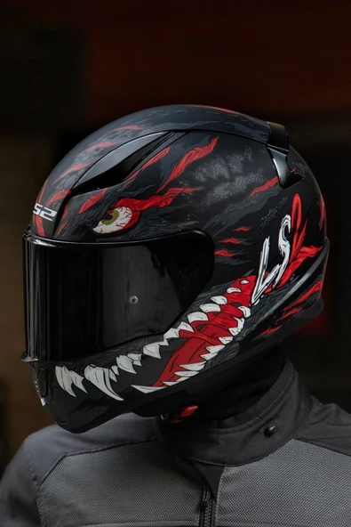 LS2 RAPID 2 KAIJU MAT SIYAH-KIRMIZI-BEYAZ KASK - 3