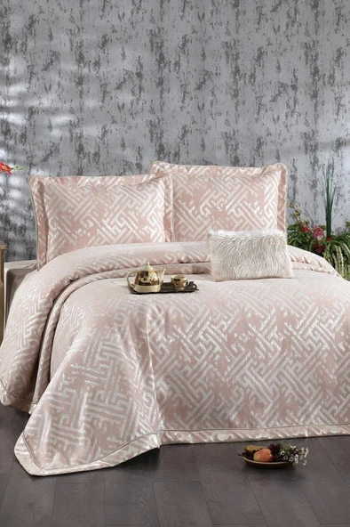 Diamond Şönil Çift Kişilik Yatak Örtüsü 260x260 cm Somon ürün görseli