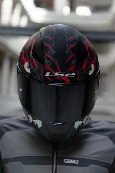 LS2 RAPID 2 KAIJU MAT SIYAH-KIRMIZI-BEYAZ KASK - 7
